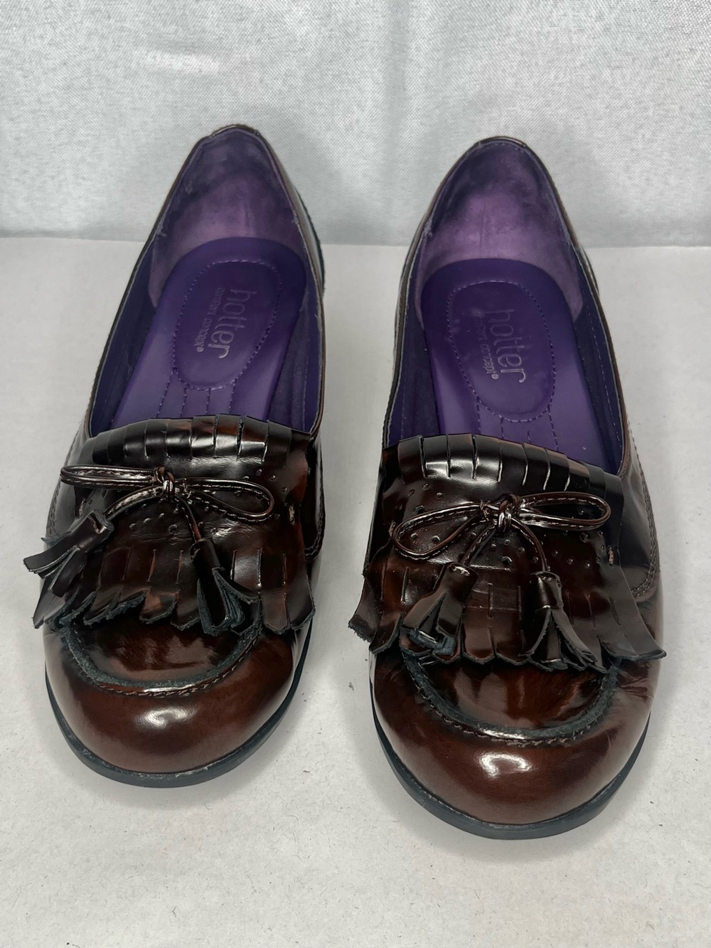Hottier Comfort Concept Women’s Mahogany Patent Tassel Loafers Size 7